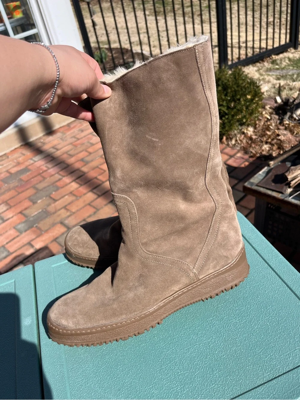 Aquatalia Shearling Lined Suede Boots